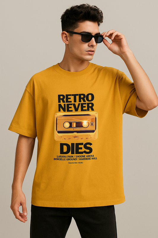 Unisex Oversized Retro Never Dies – Vintage Cassette Poster